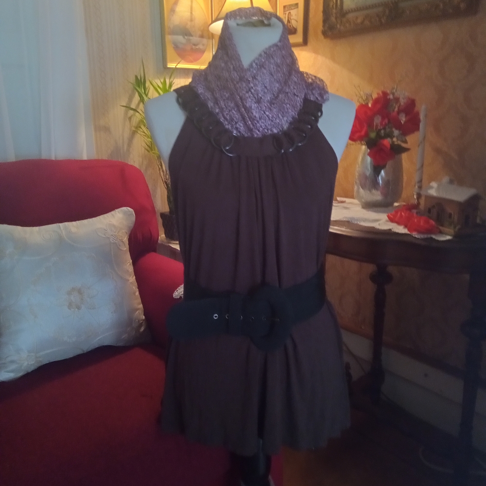 MICHAEL Michael Kors Brown Tank Top with Black Belt